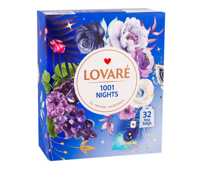  - Суміш чорного та зеленого чаю Lovare 1001 Ніч в пакетиках 32 шт.  - 17802